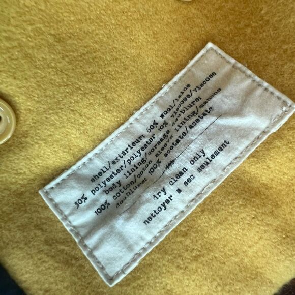 Cartonnier by Anthropologie Luisa Yellow Cropped Peacoat Jacket Sz Medium - Picture 10 of 11